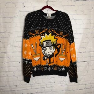 Naruto Shippuden Ramen Holiday Sweater Mens XL BoxLunch Orange Black Knit